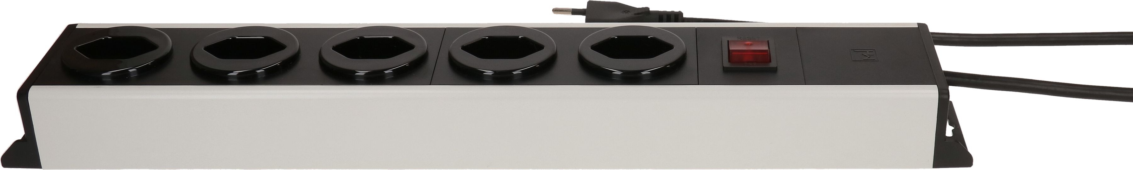 multiprise Power Line 5x type 13 gris/noir interrupteur 1.5m