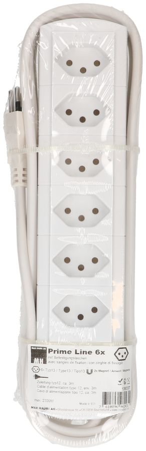 multiprise Prime Line 6x type 13 blanc aimant 3m