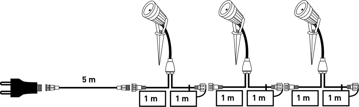 set de 3 lampes de jardin Merkuro / ALU noir IP65 / LED / type 11
