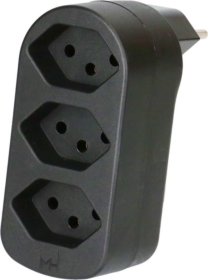 Abzweigstecker ADAPT 3x Typ 13 schwarz drehbar Green+Fair