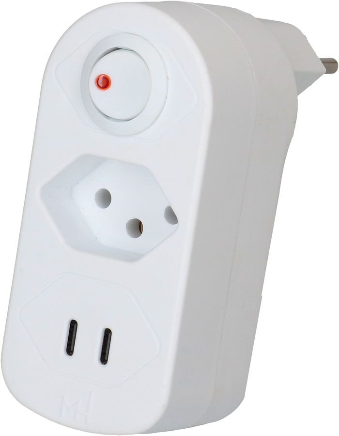 Abzweigstecker ADAPT 1x Typ 13 USB-C/C 20W ws drehbar Green+Fair