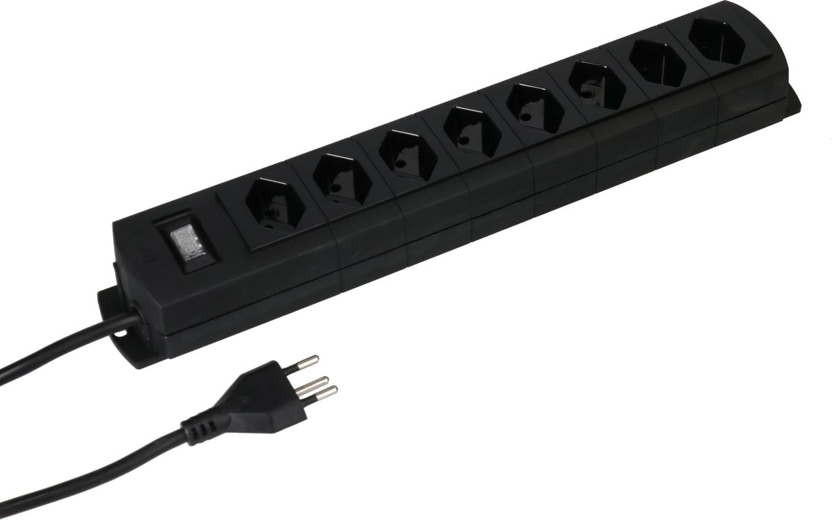 multiprise Prime Line 8x type 13 noir interrupteur 5m