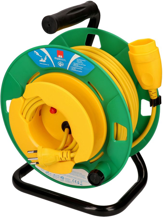 enrouleur de câble de jardin 1x type 13 25m noir/vert/jaune