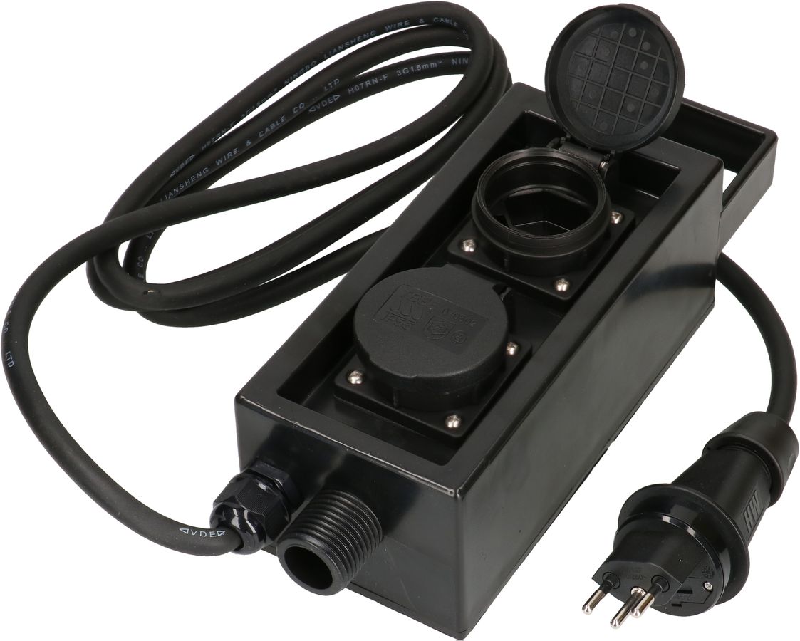 prises de jardin 2x type 13 IP55 avec pique noir