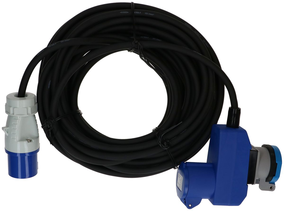 CEE-Verlängerung H07RN-F3G1.5 15m sw CEE16-3/CEE16-3+Typ 23 IP55