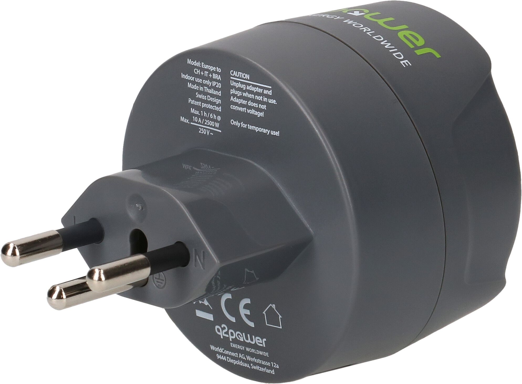 Q2 Power Adaptateur Europe CH+IT+BRA