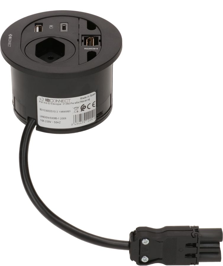 DIVUS bloc multiprise noir 1x type 13 1x USB A/C 1x HDMI