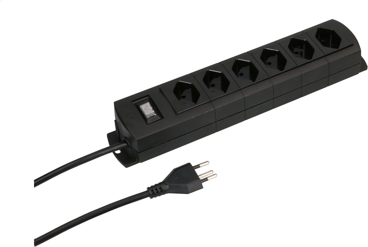 multiprise Prime Line 6x type 13 noir interrupteur aimant 3m