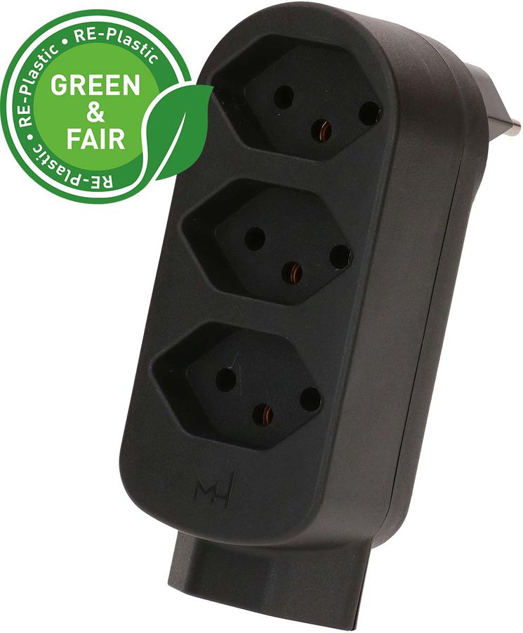 multi adaptateur ADAPT 3+1x type 13 noir rotatif Green+Fair