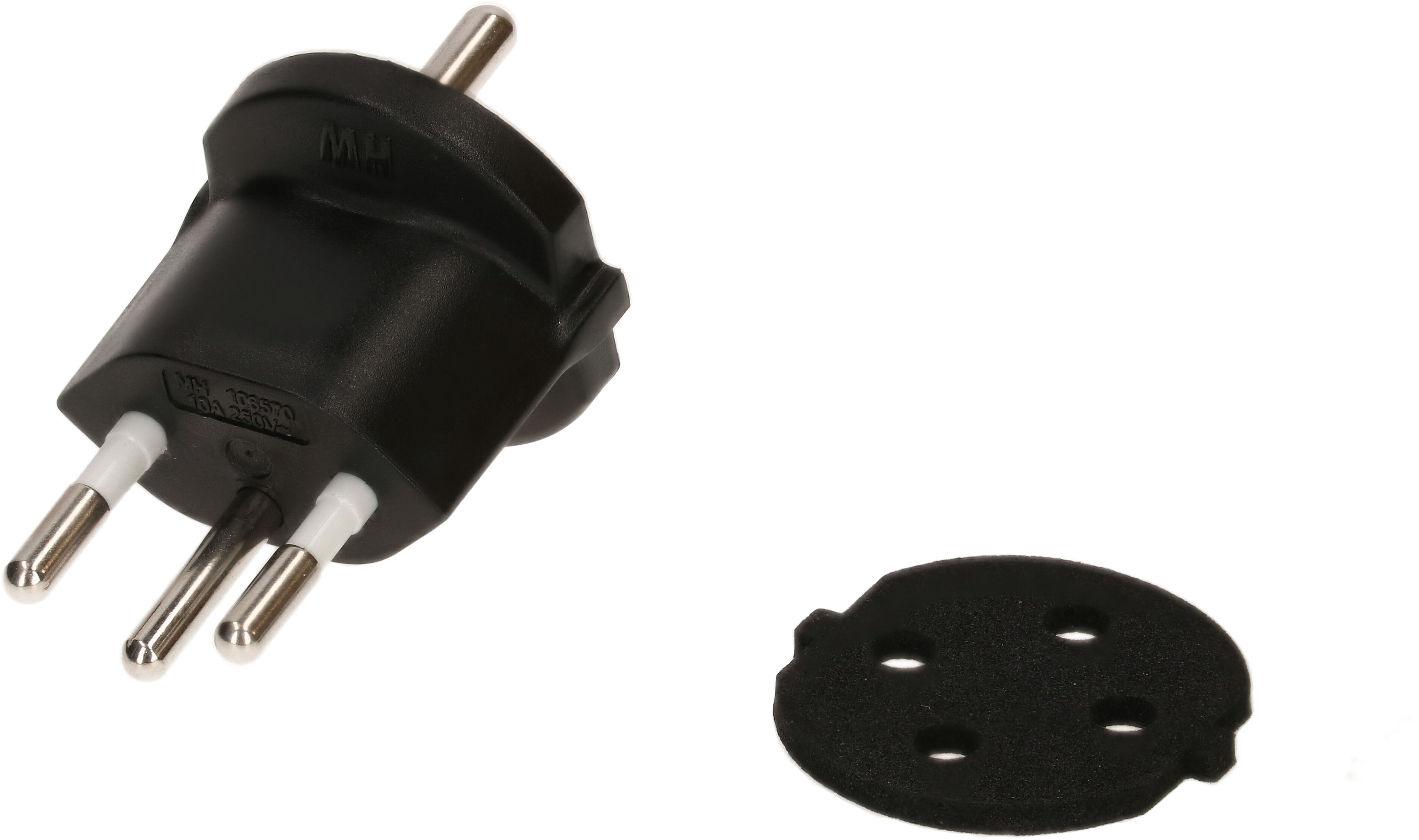 adaptateur fixe type 12 / Schuko CEE 7/7 avec joint noir