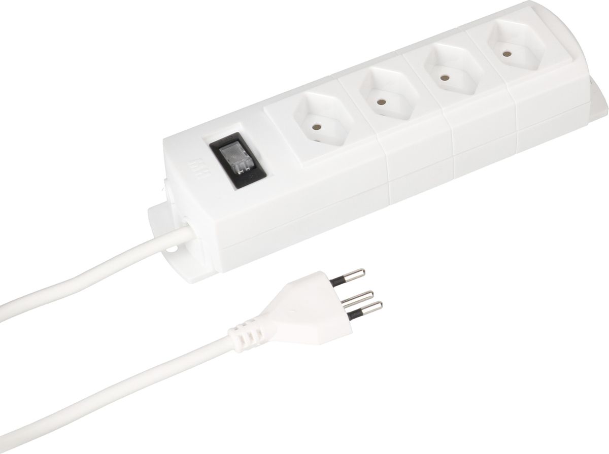 multiprise Prime Line 4x type 13 blanc interrupteur 3m