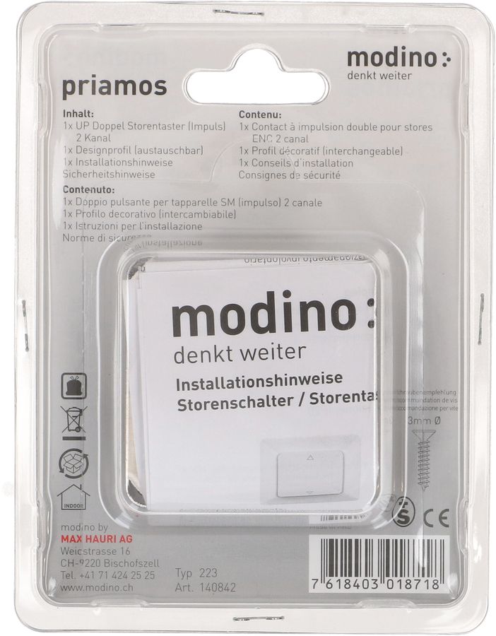 bouton-poussoir à bascule double 2x stores ENC priamos blanc