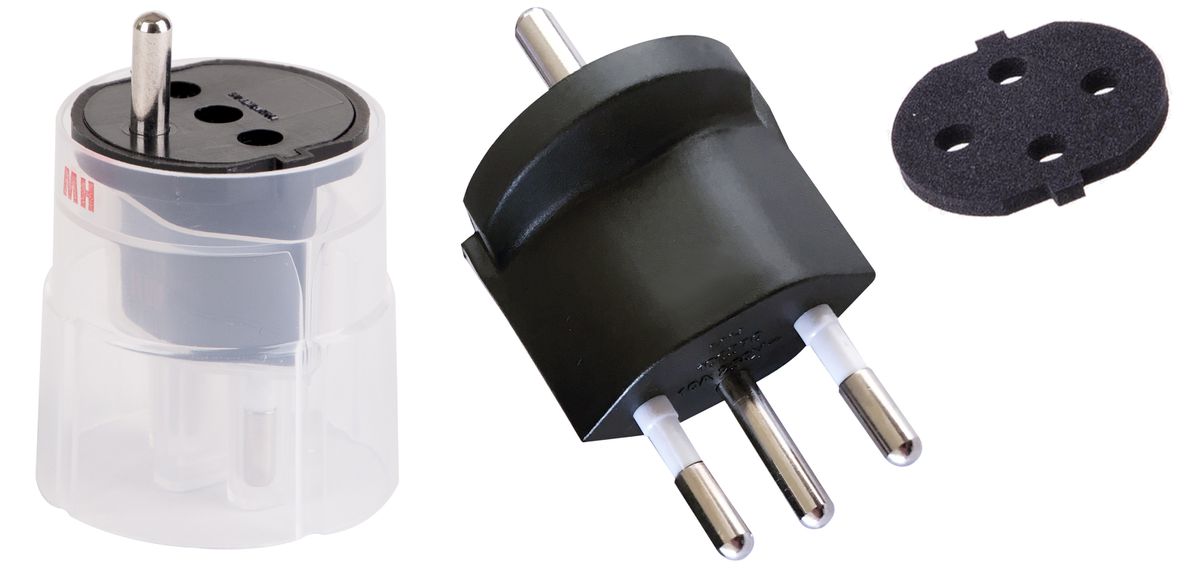 adaptateur fixe type 12 / Schuko CEE 7/7 avec joint noir