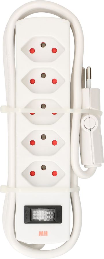 multiprise Safety Line 5x type 13 BS blanc interrupteur 2m cli.