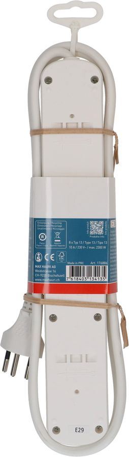 multiprise Basic Line 8x type 13 bc interrupteur 1.5m Green+Fair