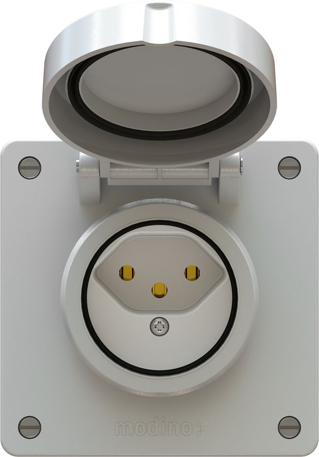 prise 1x type 13 insert avec set frontal exo IP55 gris clair