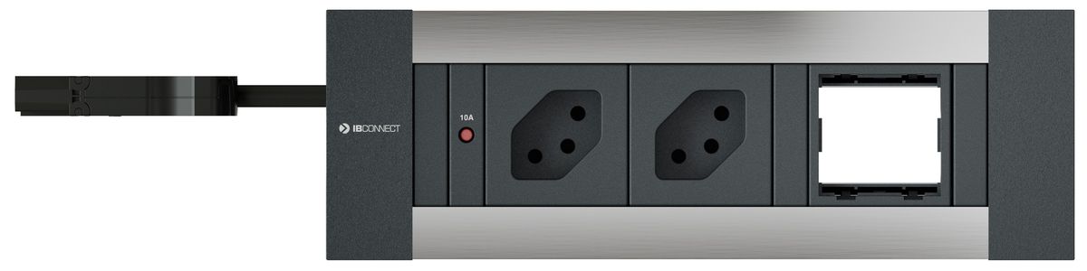 INTRO2.0 bloc multiprise anodisé 2x type 13 1x module vide