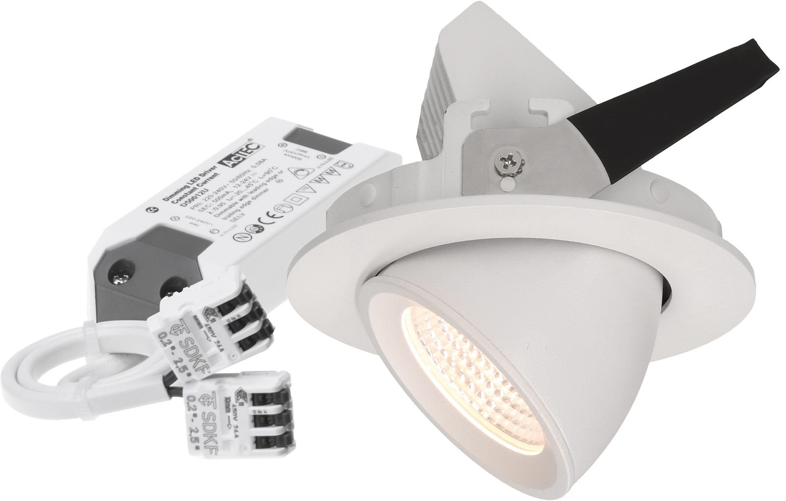 spot encastré à LED TURN Ø92 blanc 3000K 960lm 50°