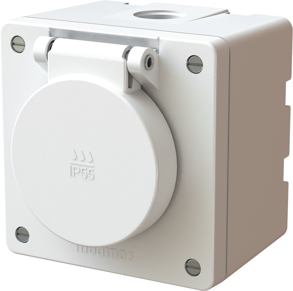 prise 1x type 15 AP exo IP55 blanc