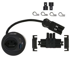 Single set d'extension ATOM bloc multiprise noir type 13 USB-A/C