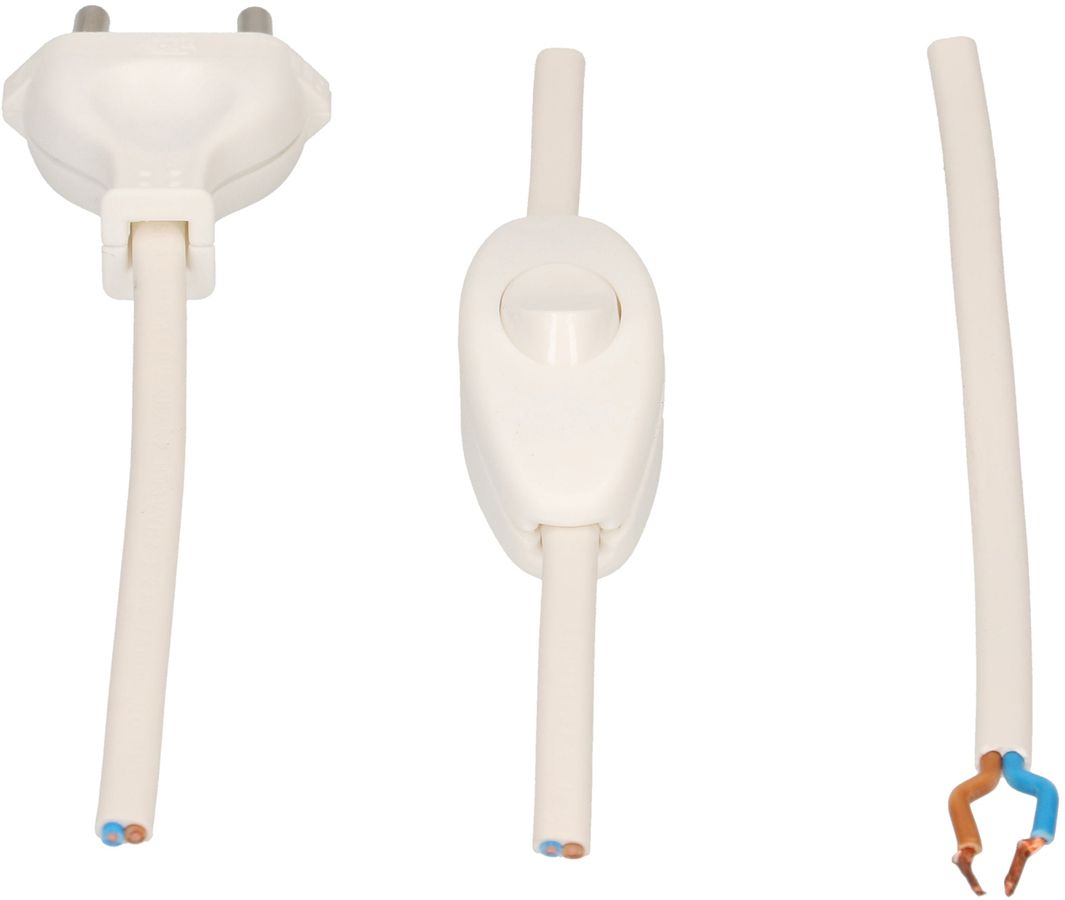 TDLF câble secteur H03VVH2-F2x0.75 1.5m blanc interrupteur T26