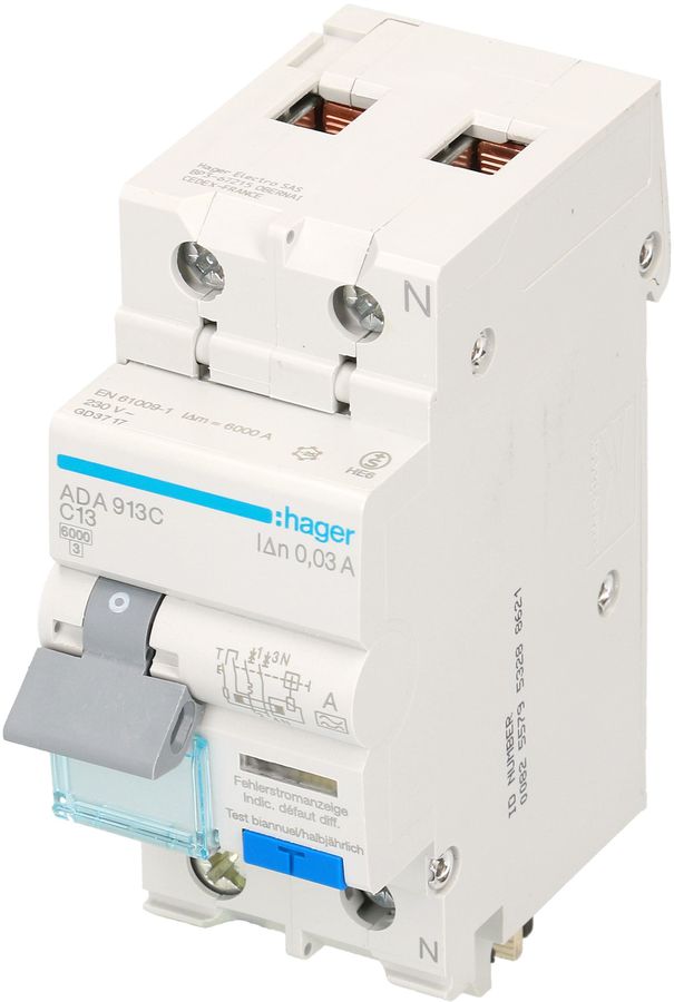 FI/LS disjoncteur différentiel 1P+N C 13A 30mA type A 6kA