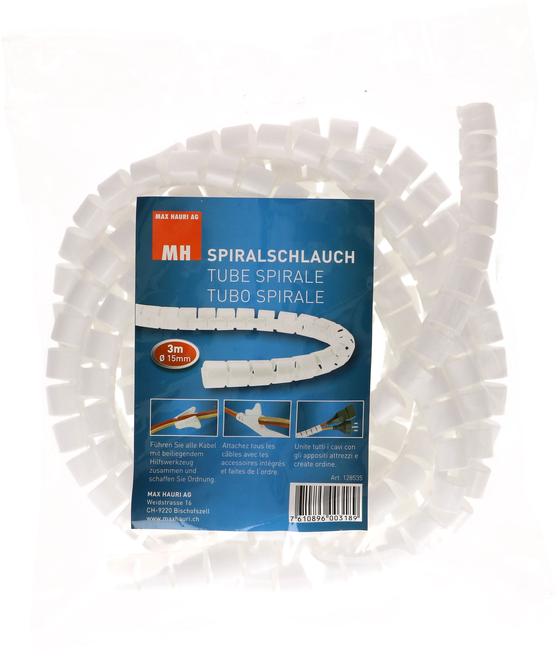 tube spirale D=15mm blanc L=3m