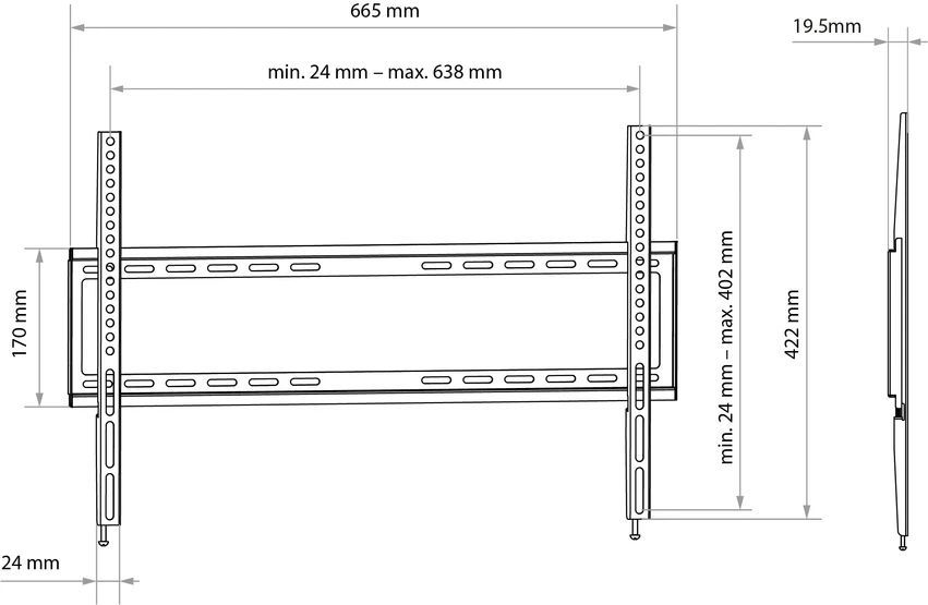 support TV mural FIXED 3 noir jusqu'à 45 kg