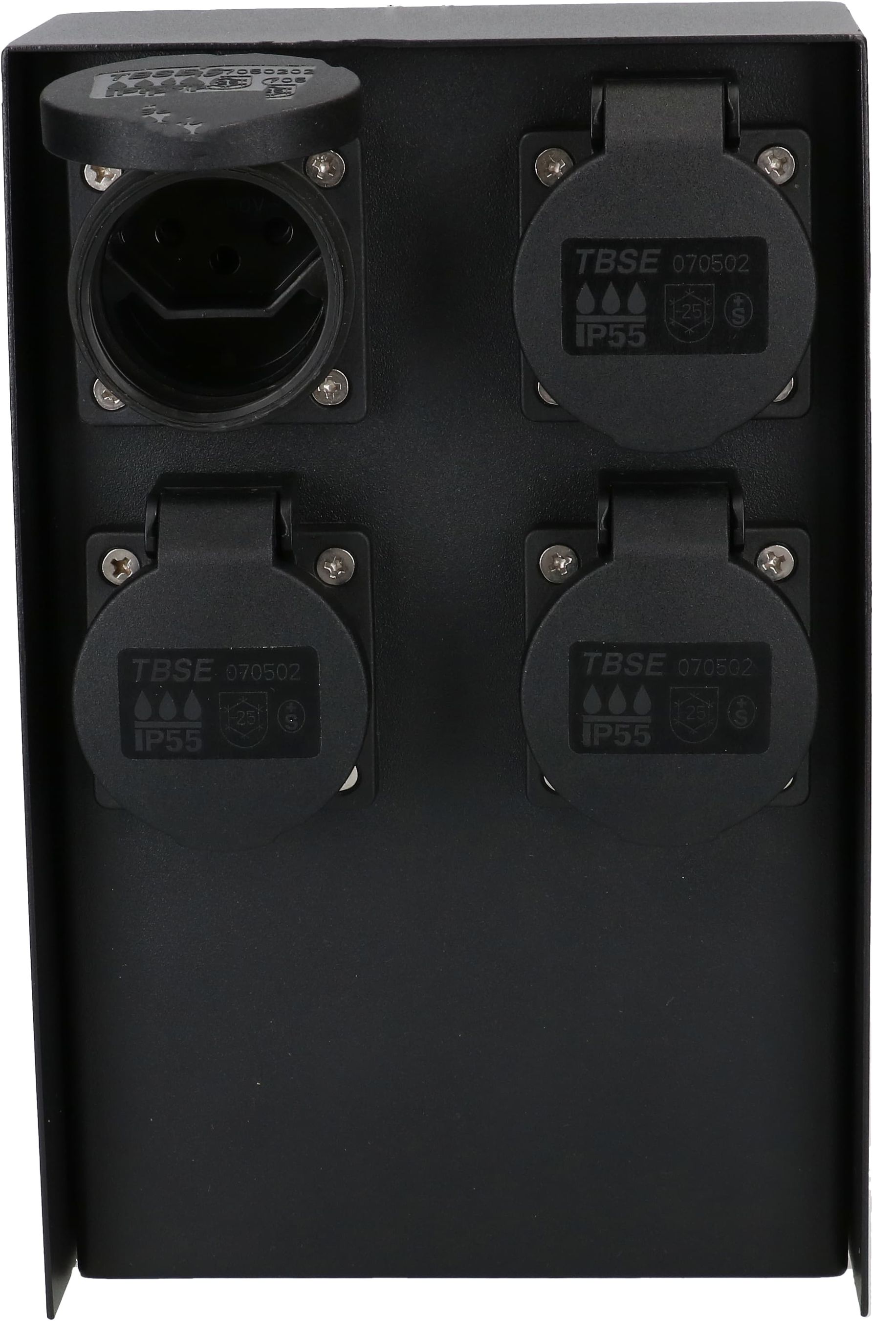 colonne de prises de jardin 4x type 13 IP55 acier noir mat