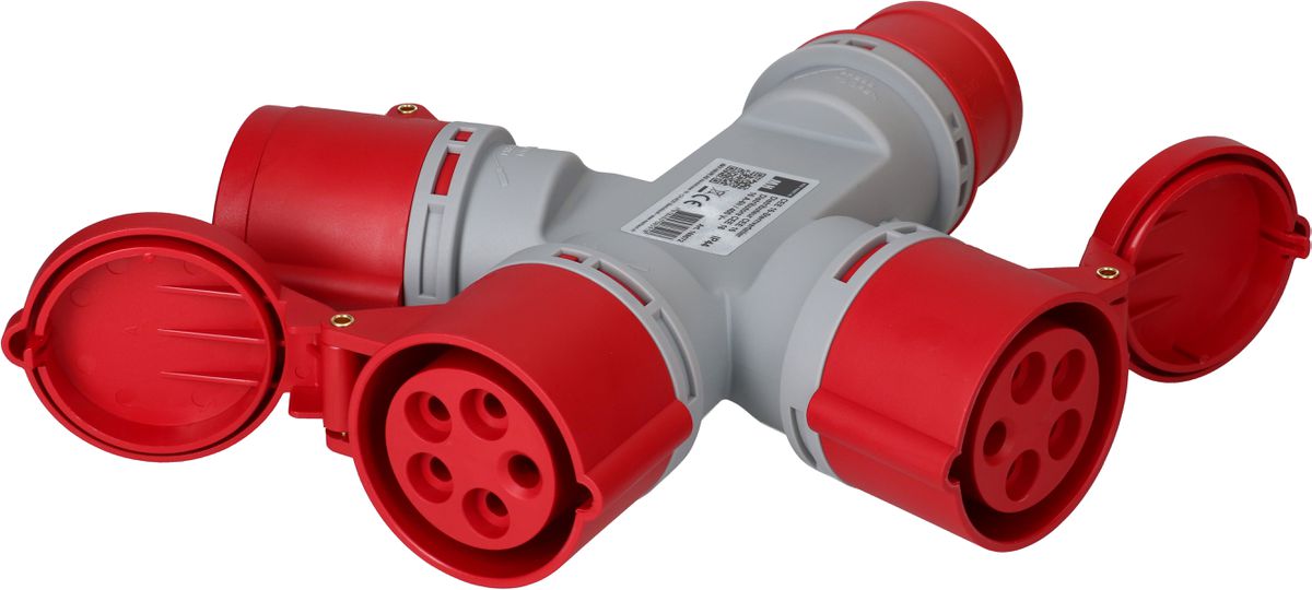 distributeur en étoile 1x CEE16 fiche 3x CEE16 prises 400V IP44