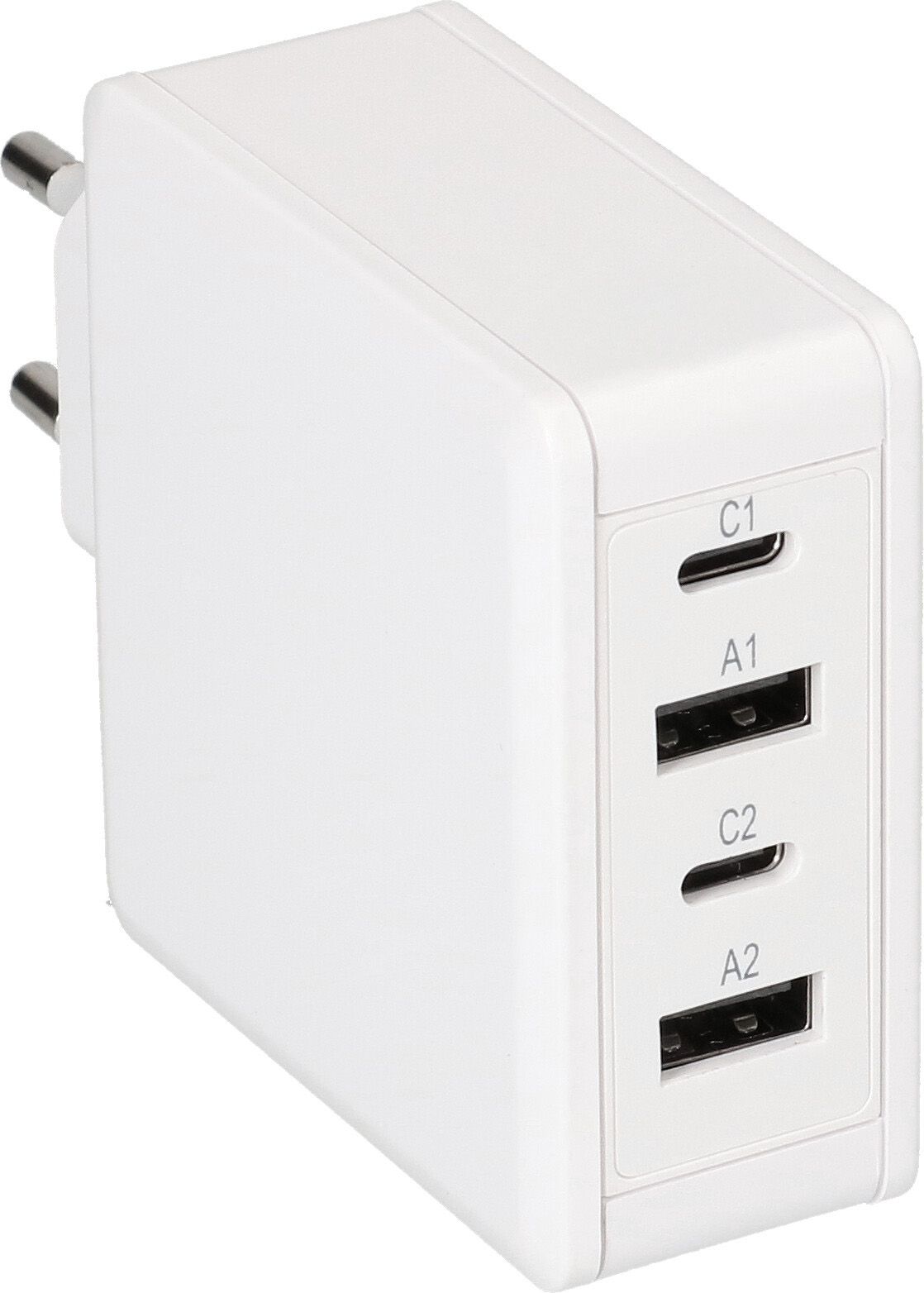 adaptateur de charge rapide USB 2x USB-C PD 2x USB-A 65W blanc