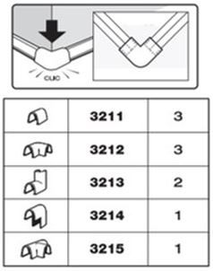 Raccords de goulotte 7mm gris assorti 10 pcs.