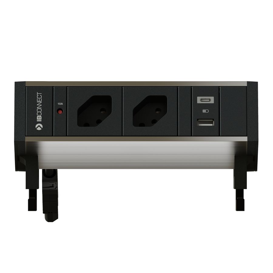 SUPRA bloc multiprise anodisé 2x type 13 1x USB-A/C