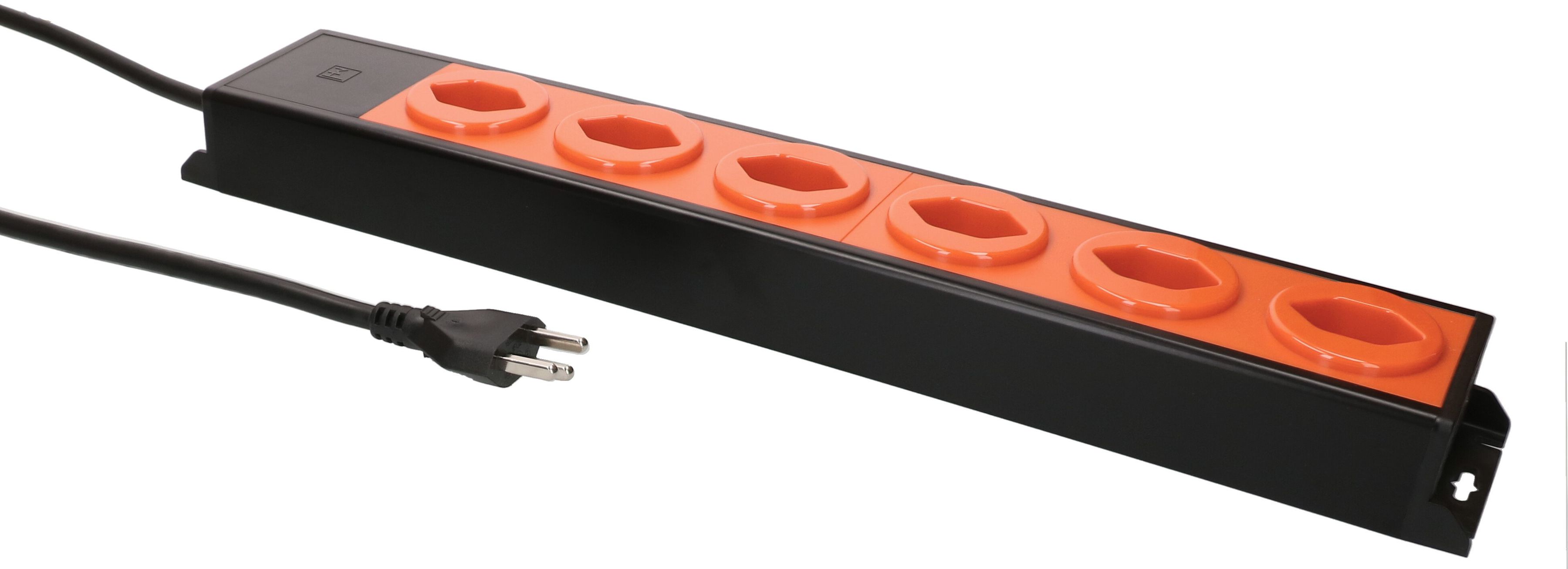 multiprise Power Line 6x type 23 noir/orange 3.0m