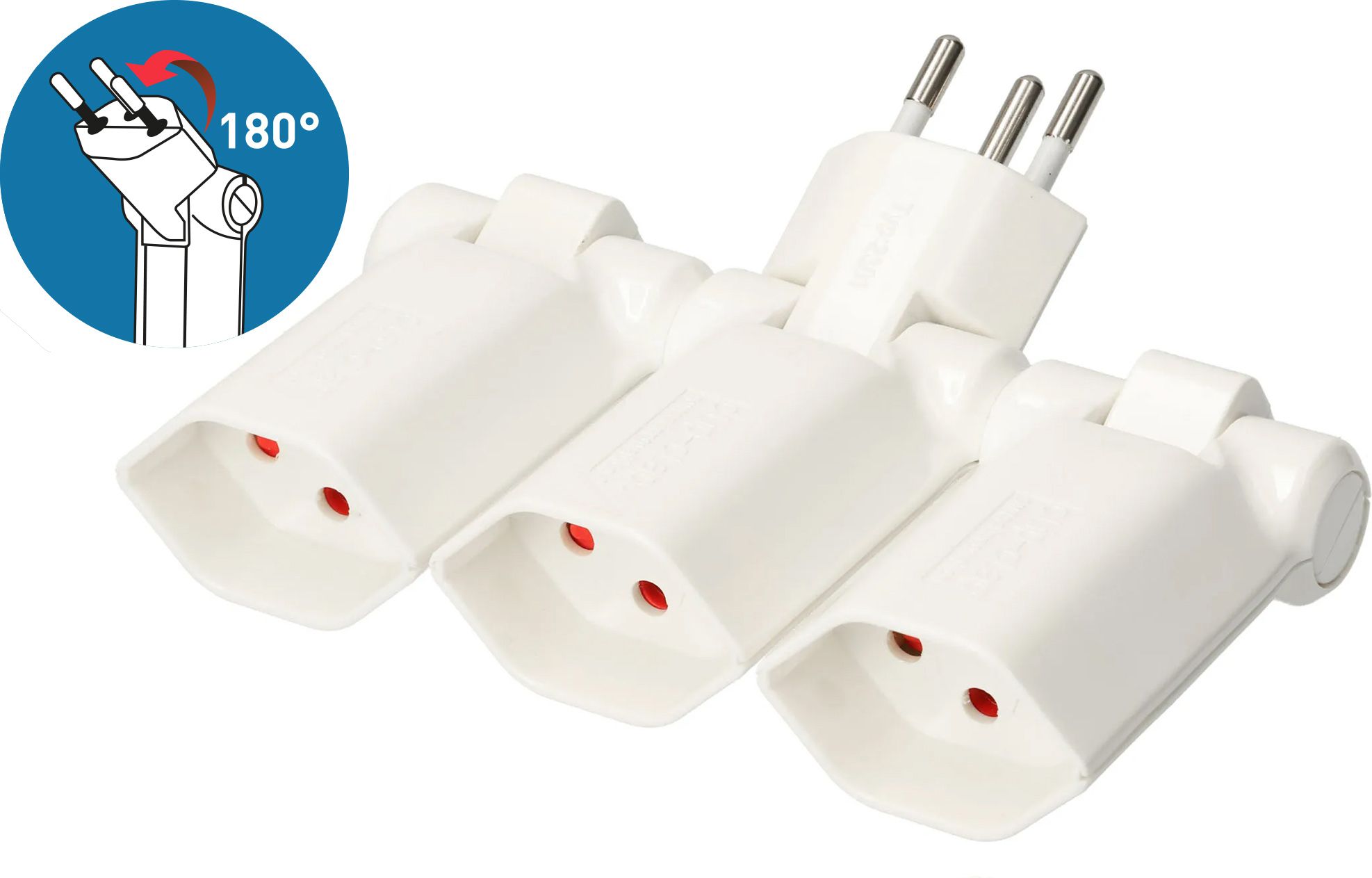 multi adaptateur clip-clap 3x type 13 3 pôles blanc BS