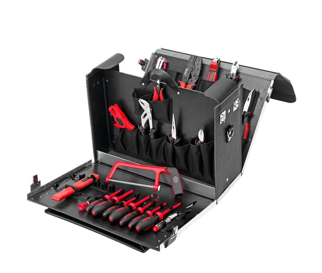 Coffret à outils en cuir équipé Electro-monteur I