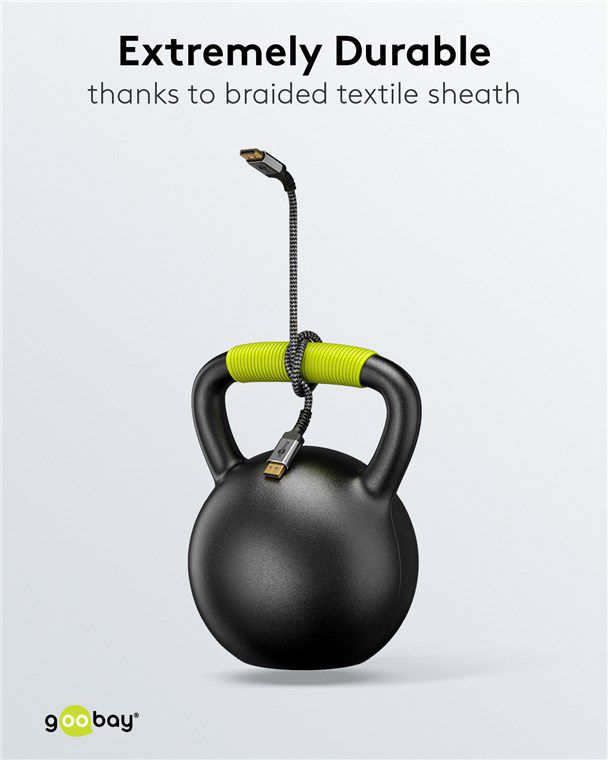 DisplayPort 1.4 câble de racc. 2m fiche métallique +câble textile