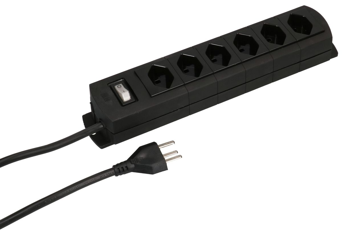 multiprise Prime Line 6x type 23 noir interrupteur 3m