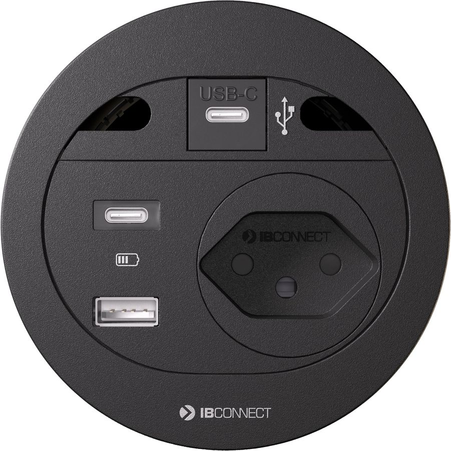 DIVUS bloc multiprise noir 1x type 13 1x USB A/C 1x USB C Data