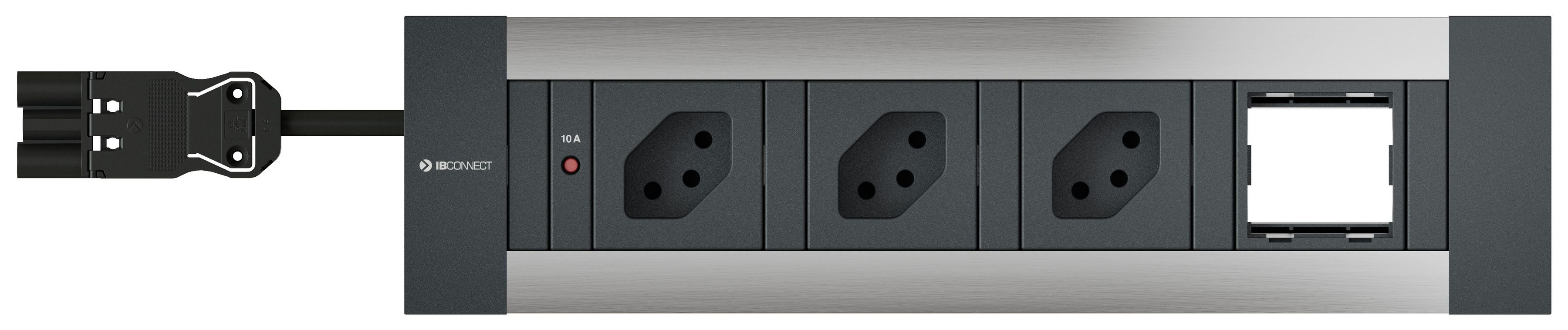 INTRO2.0 bloc multiprise anodisé 3x type 13 1x module vide