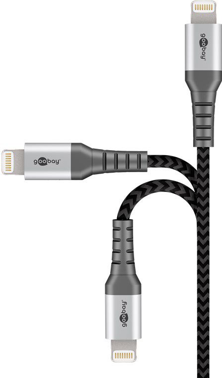câble de recharge Lightning vers USB-C textile robuste 1m noir