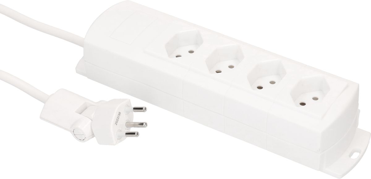 multipresa Prime Line 4x tipo 13 bianco 3m clip-clap