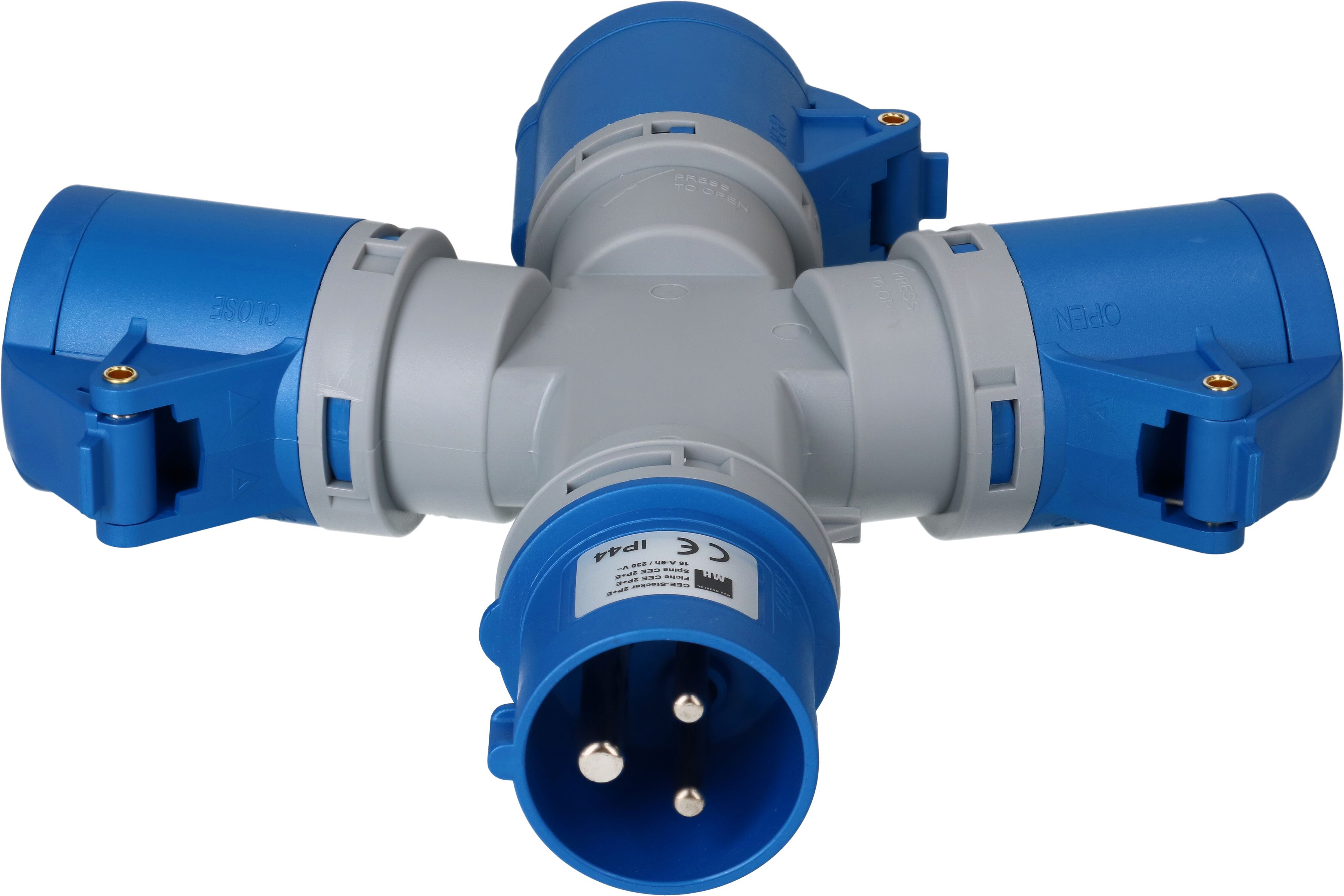 distributeur en étoile 1x CEE16 fiche 3x CEE16 prises 230V IP44
