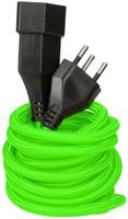 Textil-Verlängerung H05VV-F3G1.0 3m fluo-grün Typ 12 / Typ 13