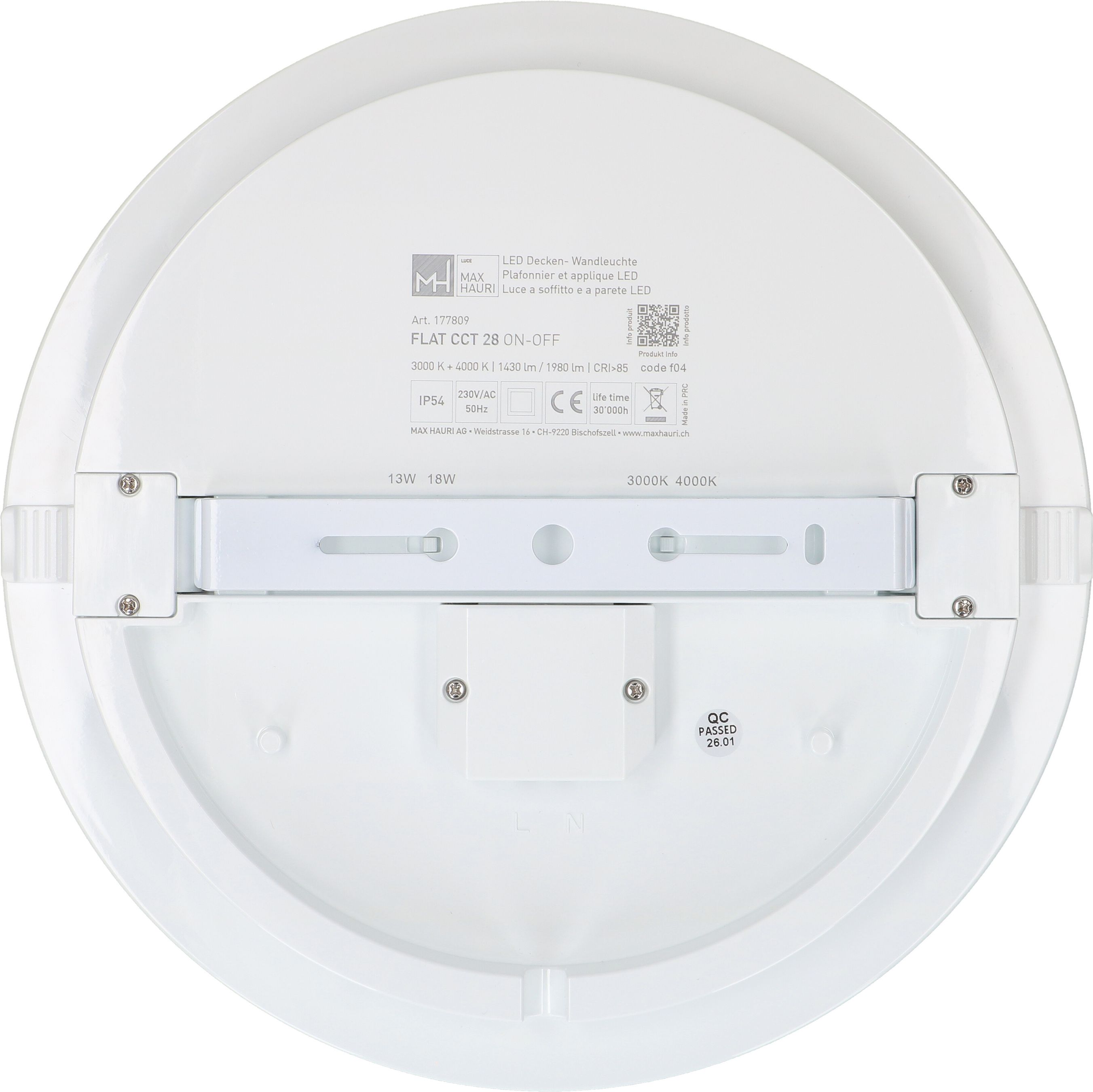 Deckenleuchte FLAT CCT 28 13/18W 1430/1980lm