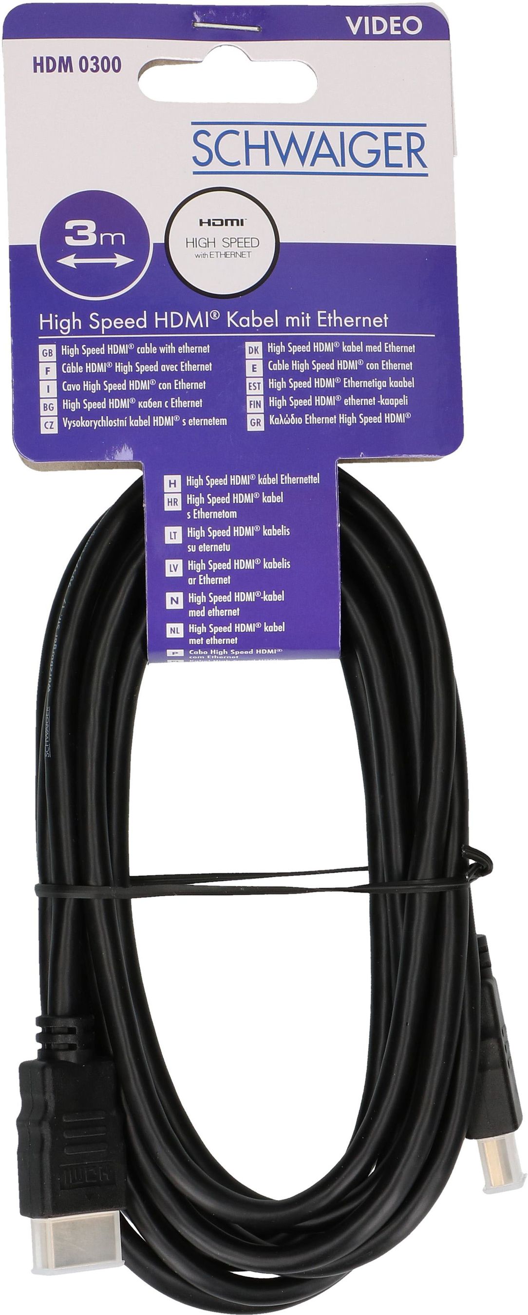 câble de raccordement HDMI 2.0 3m noir High Speed