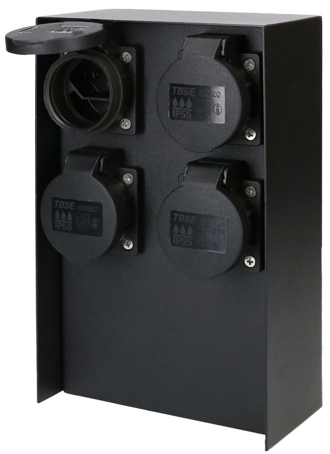 colonne de prises de jardin 4x type 13 IP55 acier noir mat