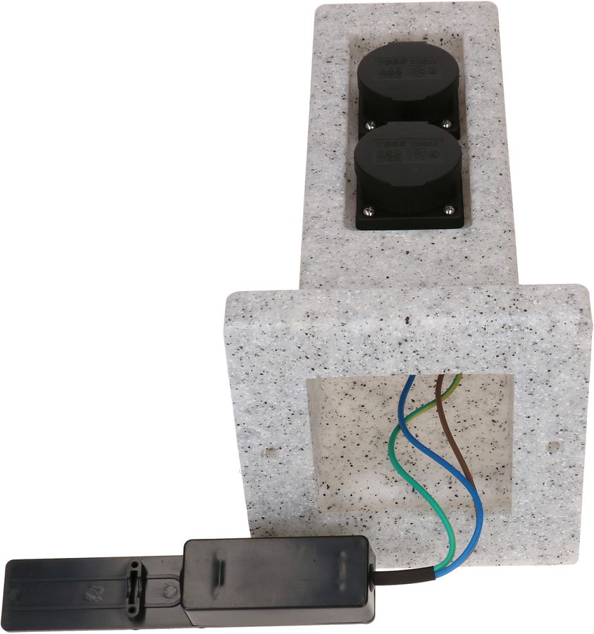 colonne de prises de jardin 2x type 13 IP55 prog.hor. pierre bc