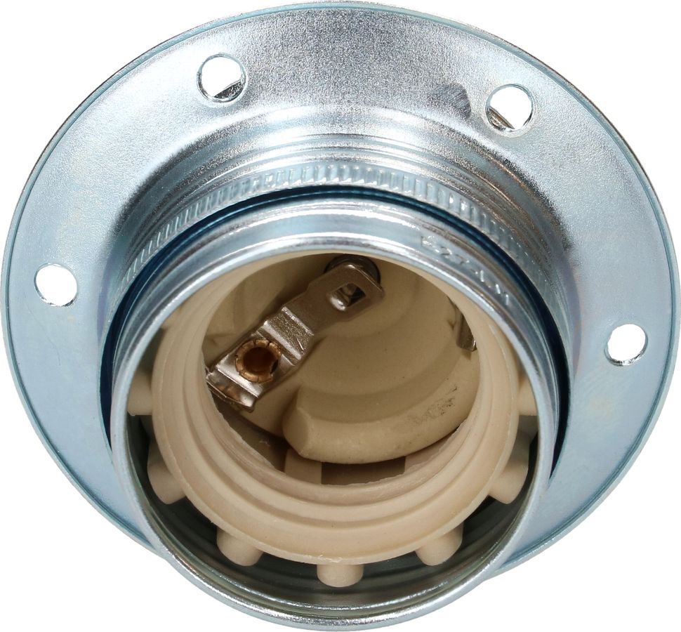 douille métal E27 avec anneau M10x1 acier chrome