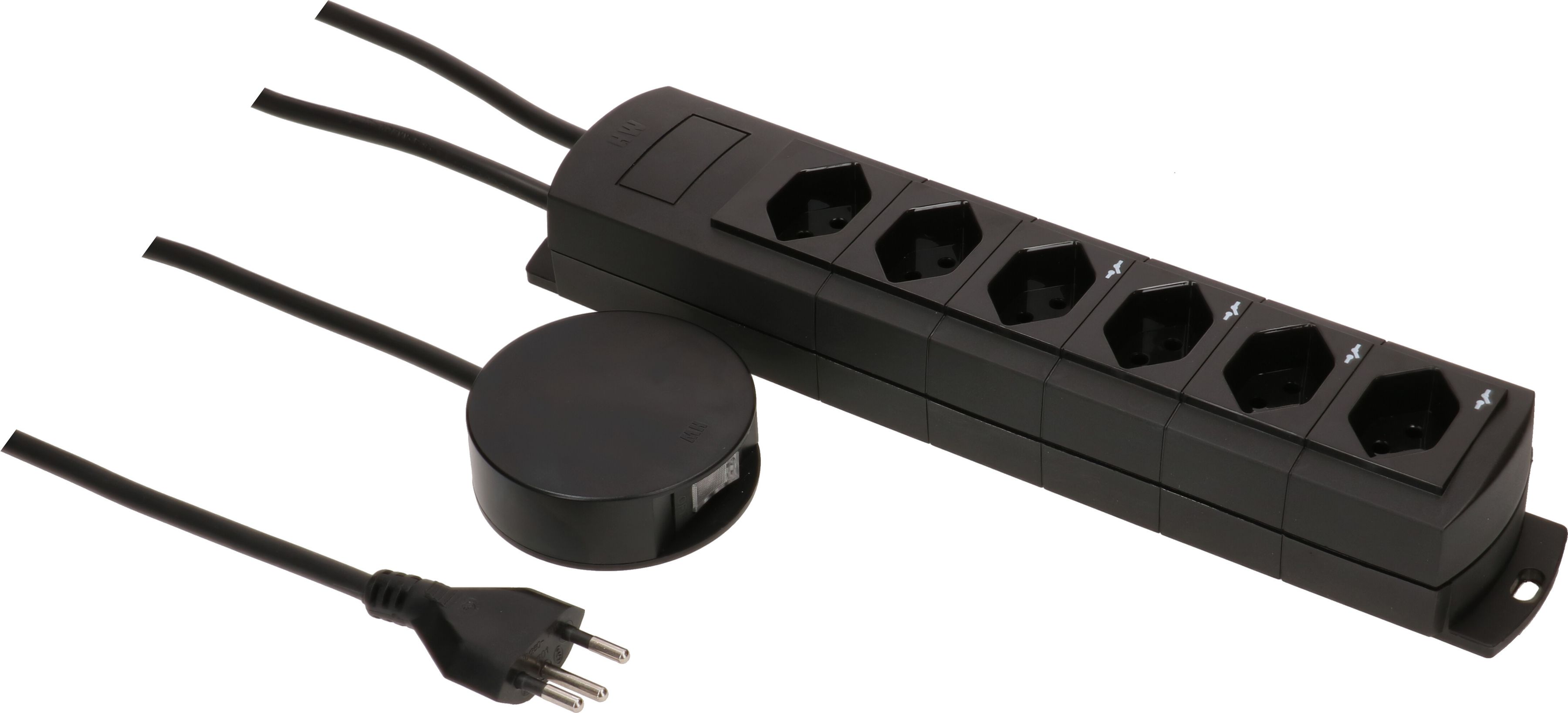 multiprise Prime Line 4+2x type 13 noir interr. ext. aimant 5m